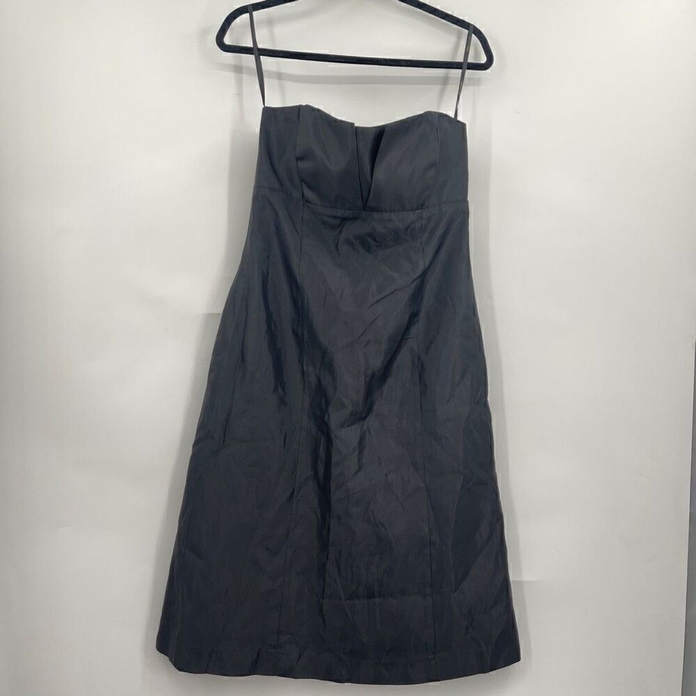 Vera Wang Maids Black Hutch Slim Spaghetti Strap Bow-Back Midi Dress Size 12